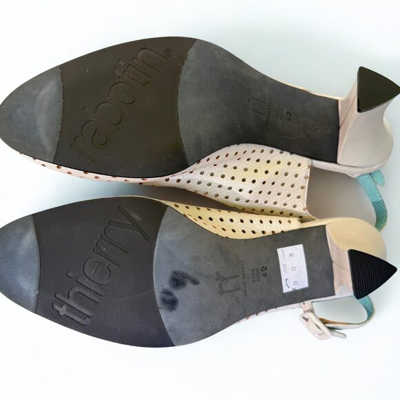 Thierry Rabotin Cream and Green Polka Dot Women's Heels - Picture 4 of 4